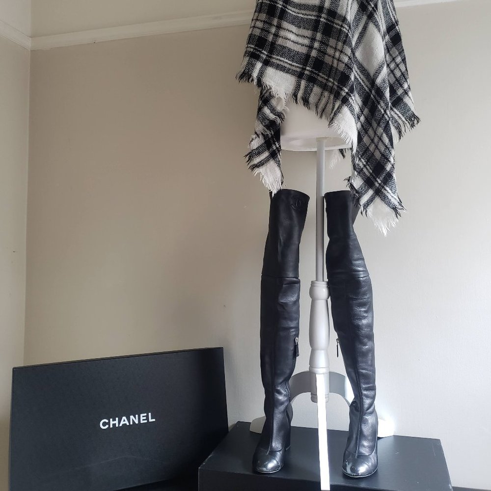 COPY - CHANEL | Black Over the Knee Boots | 36.5